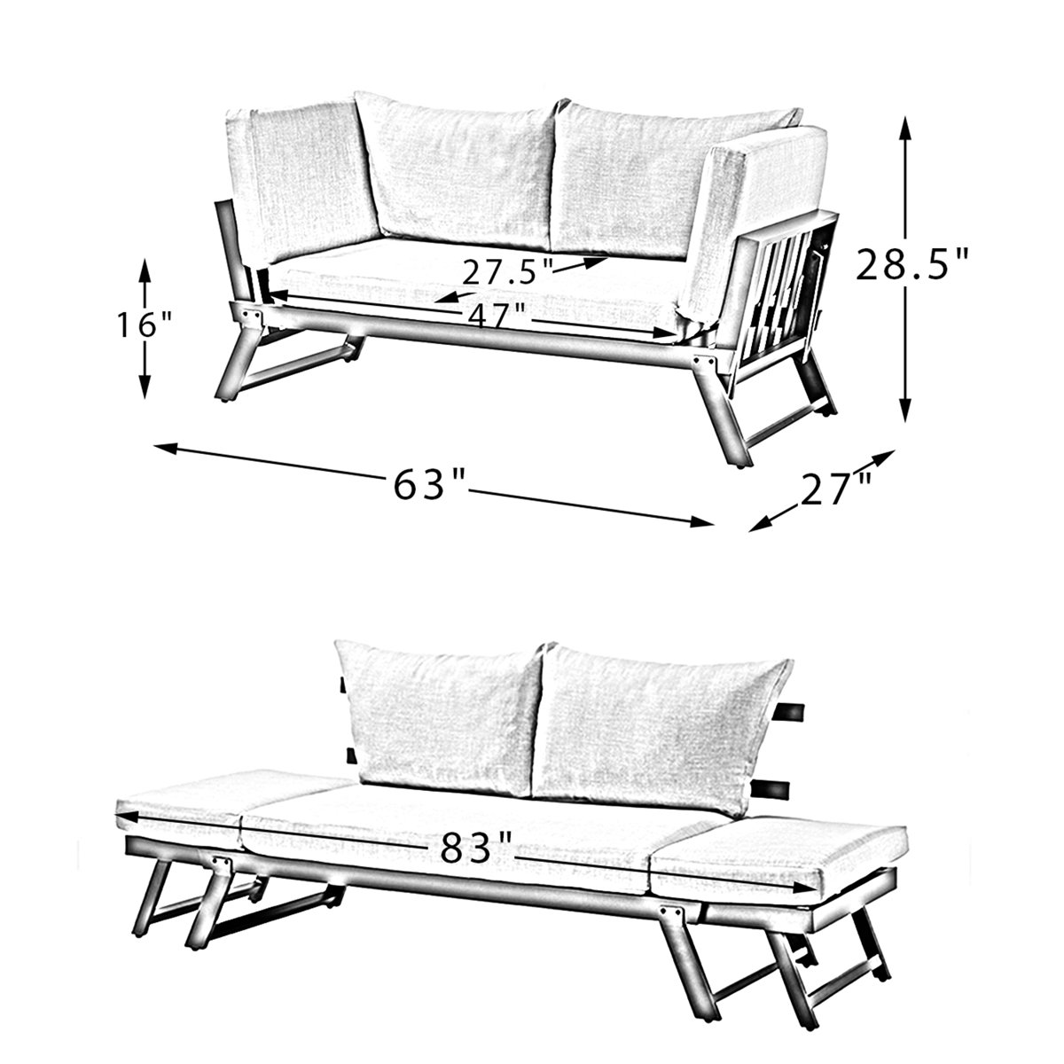 Mercury Row® Sciortino 63'' Wide Outdoor Patio Daybed with Cushions